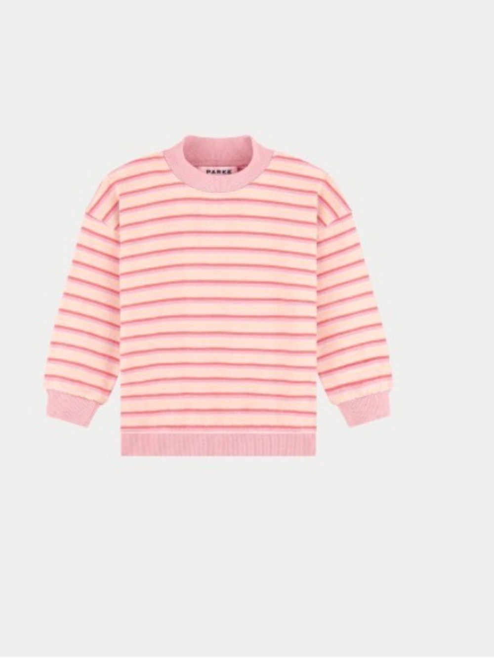Parke Two-Tone Pink Striped Crewneck Sweatshirt